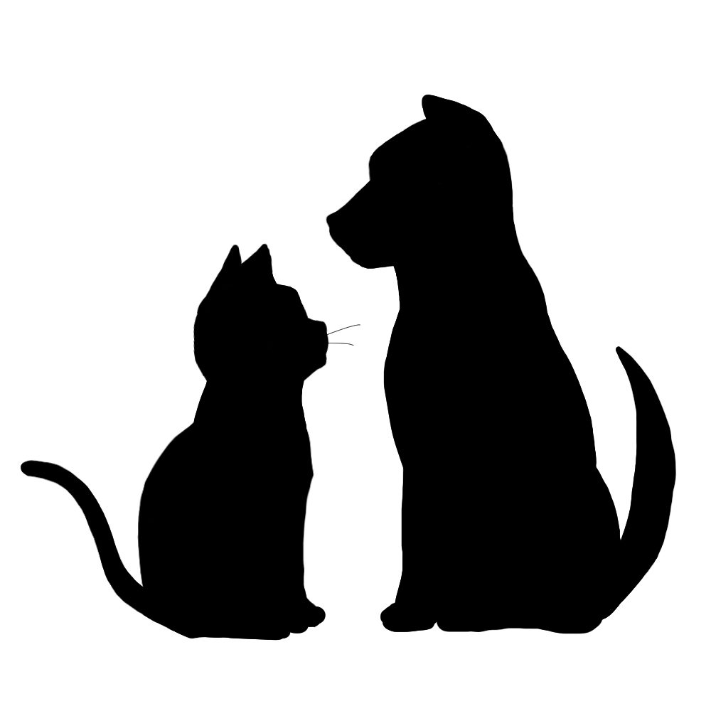 シルエット猫と犬2ブラック