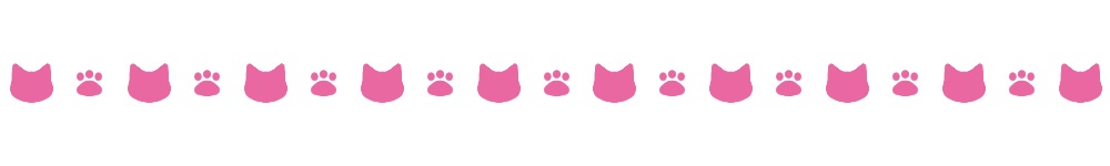 猫の顔と肉球のライン素材ピンク