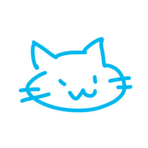 ラクガキ風猫の顔ブルー
