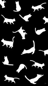 壁紙たくさんの猫のシルエットブラックホワイト