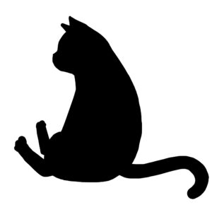 猫イラストシルエットおすわり猫6ブラック