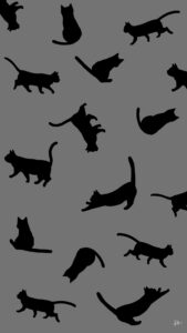 壁紙たくさんの猫のシルエットグレーブラック
