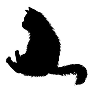 猫イラストシルエットおすわり猫7ブラック