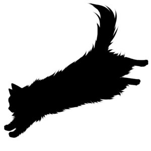 猫イラストシルエットジャンプする猫2ブラック