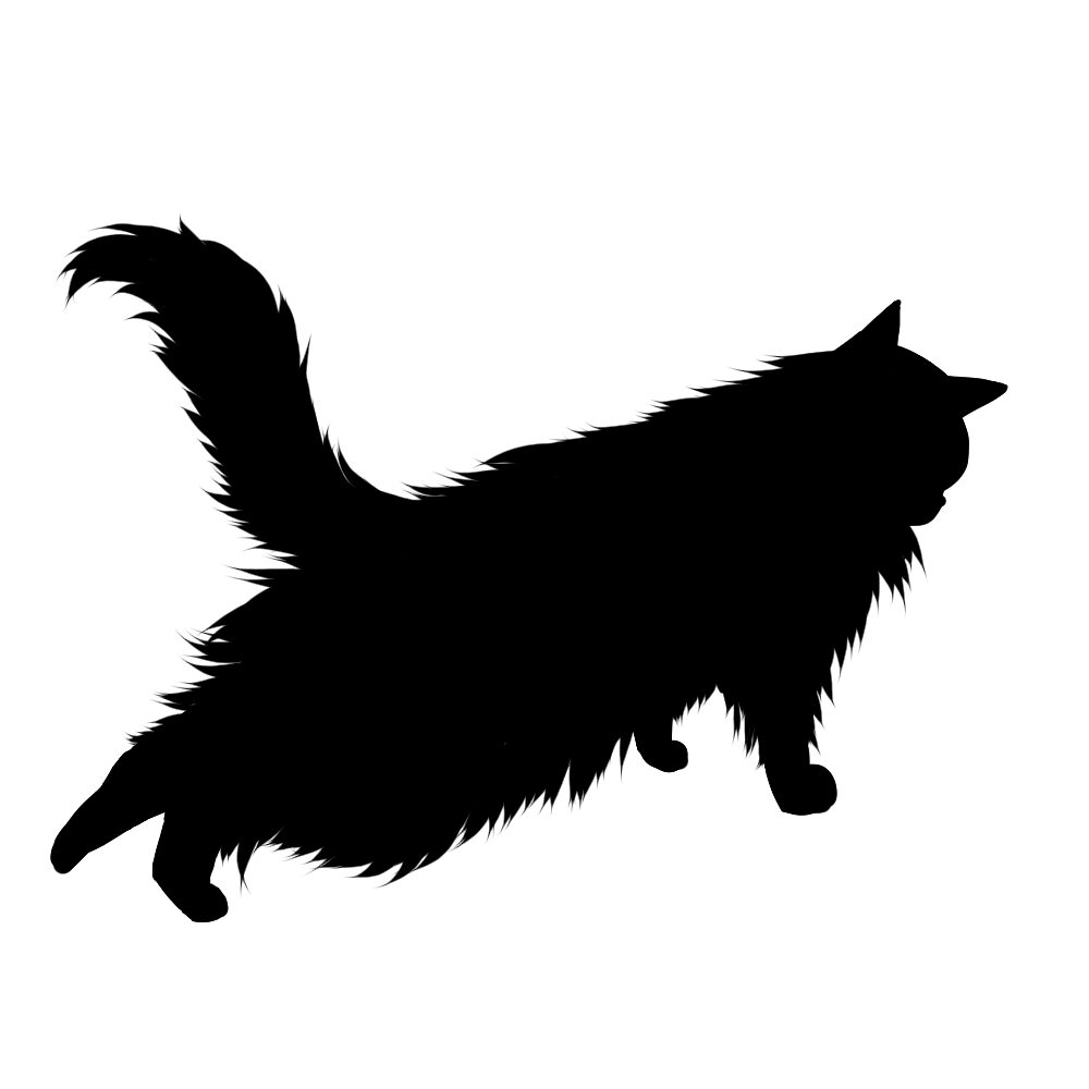 猫イラストシルエット後ろ足をのばす猫2ブラック
