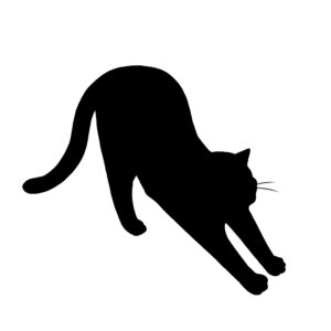 猫イラストシルエットのびる猫3ブラック