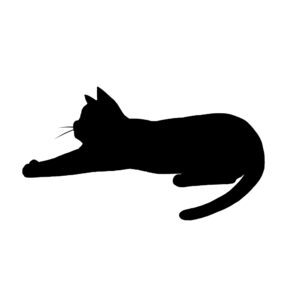 猫イラストシルエット寝そべる猫3ブラック