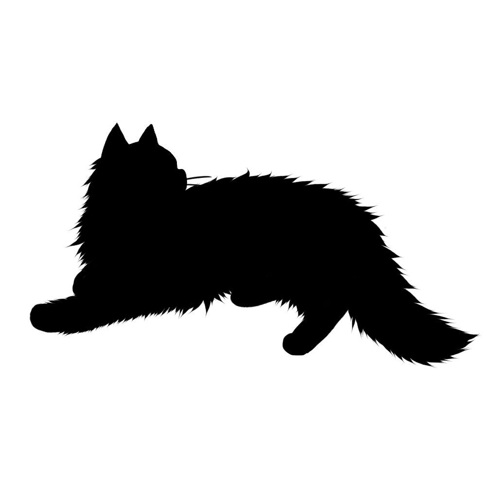 猫イラストシルエット寝そべる猫6ブラック
