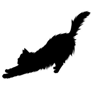 猫イラストシルエットのびる猫2ブラック