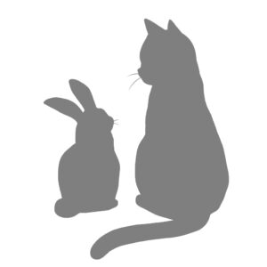 猫イラストシルエット猫とうさぎグレー