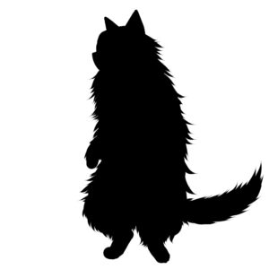 猫イラストシルエット後ろ足で立つ猫2ブラック