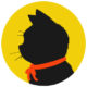 sns用プロフィール画像黒猫横顔シルエット単色イエロー