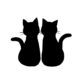 シルエット２匹の猫1ブラック