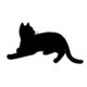 猫イラストシルエット寝そべる猫5ブラック